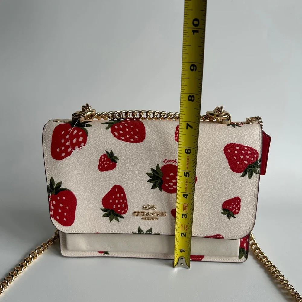 Coach Klare Crossbody Chalk White Strawberry Pebbled Leather Bag Excellent